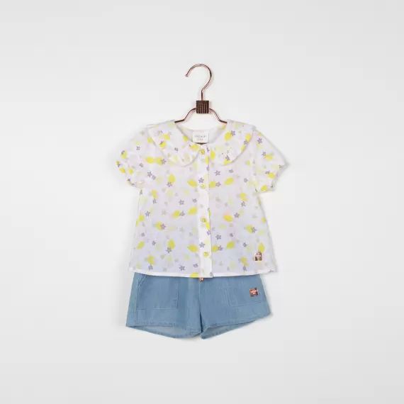 Blouse à motifs citrons Fille Blanc