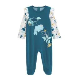 Pyjama bébé en velours Moana bleu