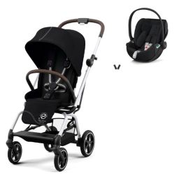 Poussette Cybex Eezy S Twist PLUS 2 – Châssis Silver/ Siège Moon Black + Coque Auto Cloud T i-Fix – Sepia Black (2023)