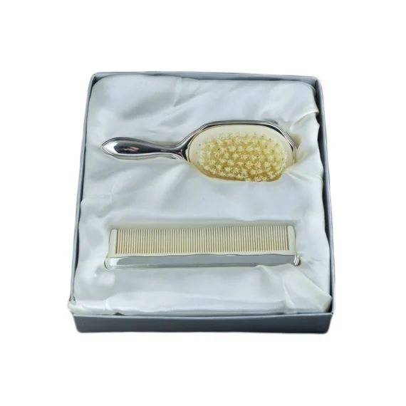 Coffret peigne et brosse à cheveux Filets (métal argenté)