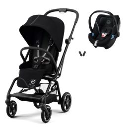 Poussette Cybex Eezy S Twist PLUS 2 – Châssis Black/ Siège Moon Black + Coque Auto Aton 5 – Deep Black (2022)