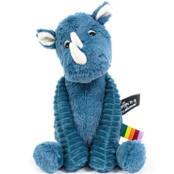 Peluche Les Ptipotos Grobisou le rhinocéros bleu (26 cm)