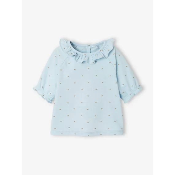 T-shirt à collerette bébé bleu imprimé