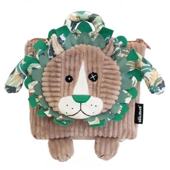 Sac À Dos Velours Jelekros Le Lion Enfant – Deglingos – Scolaire – Maternelle Beige