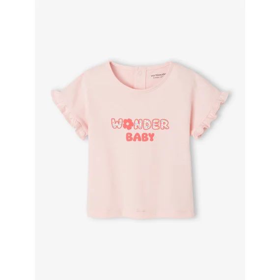 T-shirt bébé à message en coton bio rose pâle