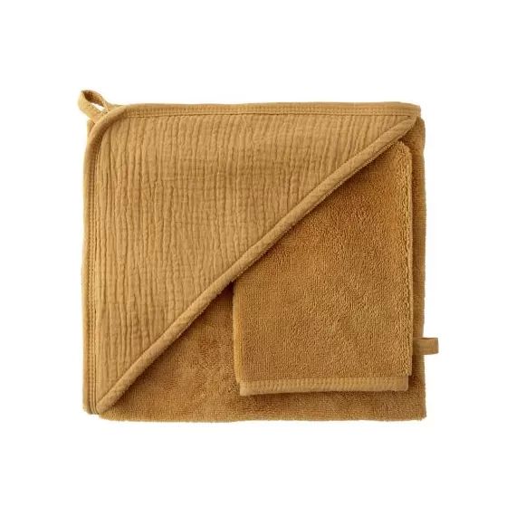 Cape de bain + gant bambou noisette (70 x 70 cm)