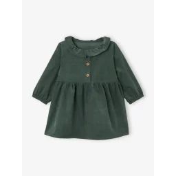 Robe à collerette en velours milleraies bébé vert sapin