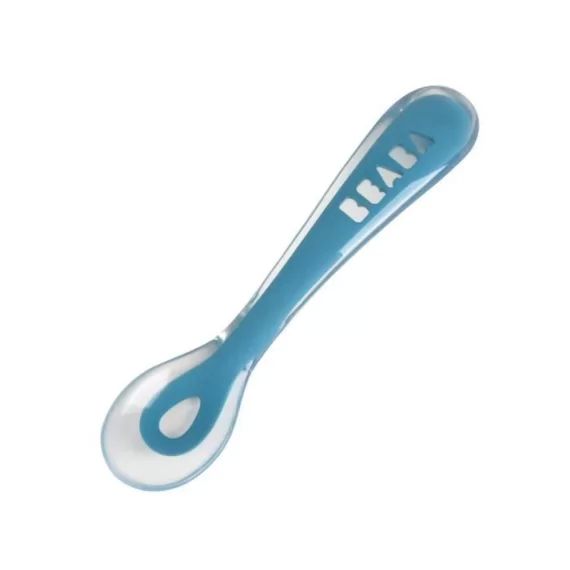 BEABA Cuillère 2ème âge silicone Blue bleu