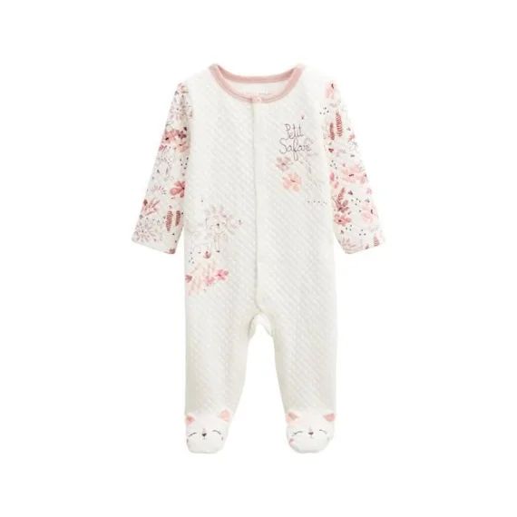Pyjama Bébé En Coton Matelassé Petit Safari Blanc