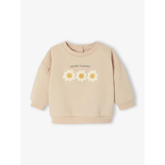 Sweat bébé avec motif en bouclettes rose poudré