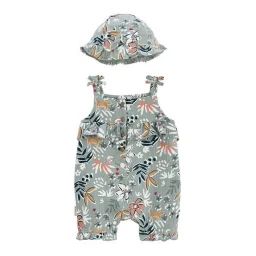 Combishort Bébé Et Chapeau En Gaze De Coton Palaos Vert