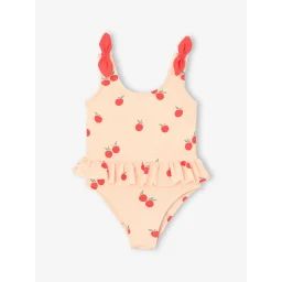 Maillot de bain 1 pièce pommes bébé fille écru