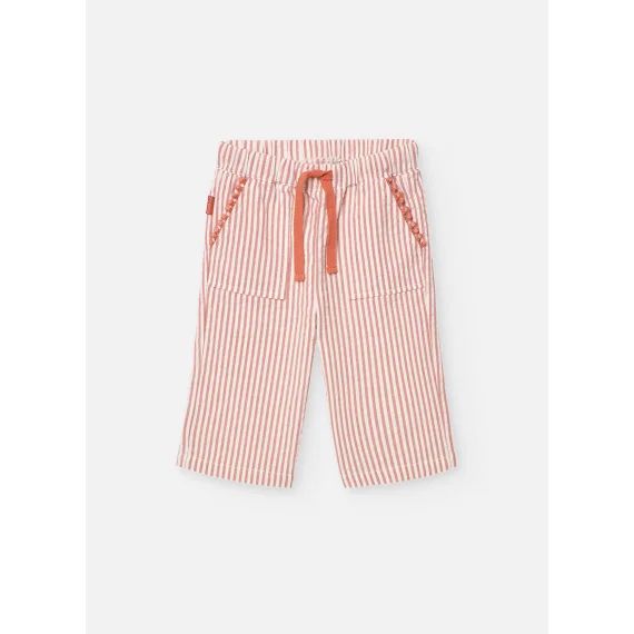 Pantalon En Coton Avec Imprimé Rayures Orange