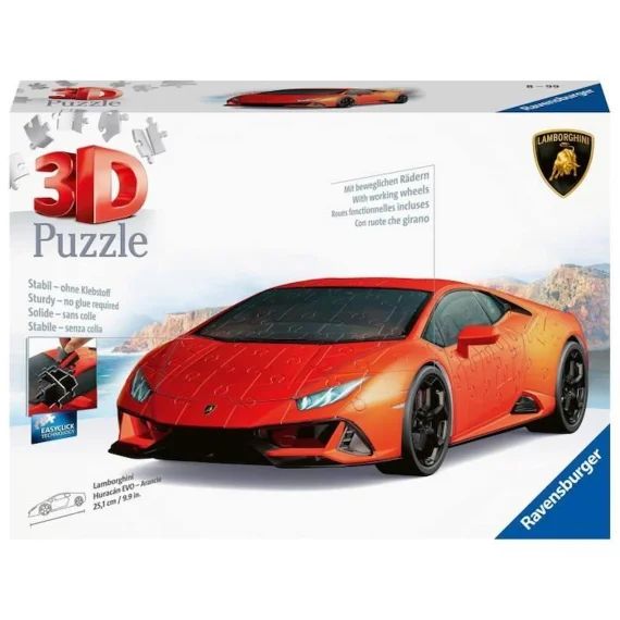 Puzzle 3D Lamborghini Huracán EVO Edition orange  (avec grille) – Formes spéciales – 00011571 orange