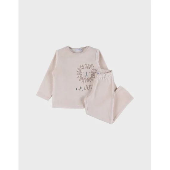 Pyjama En Velours Côtelé Lion Beige