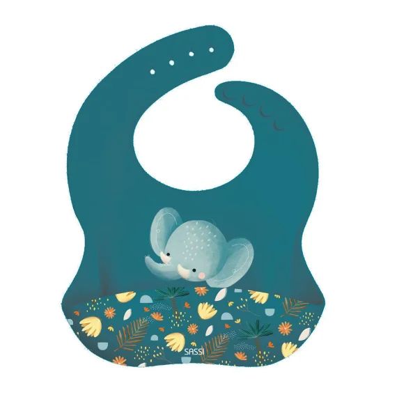 Bavoir En Silicone Chewy L&rsquo;éléphant Bleu