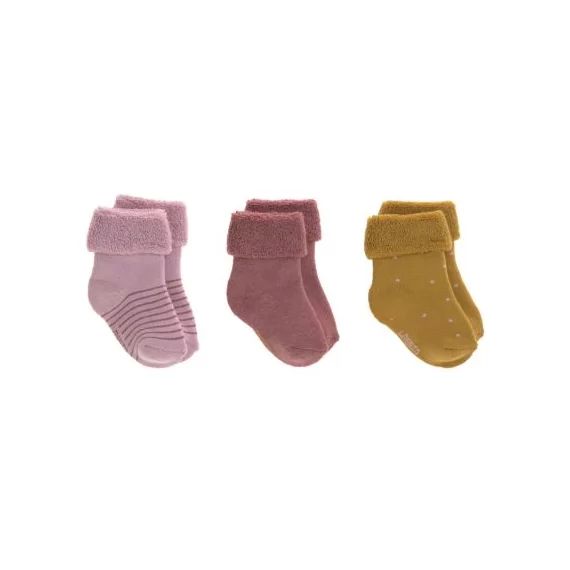 Lot de 3 paires de chaussettes bébé en coton bio rose (pointure 15-18)