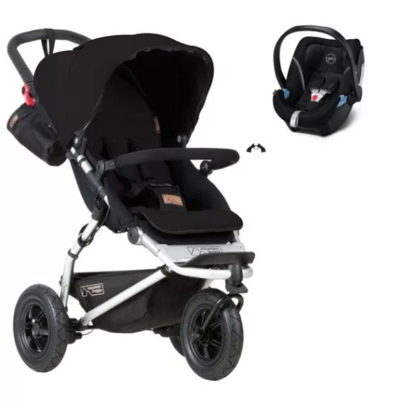 Poussette Mountain Buggy Swift – Black + Coque Auto Cybex Aton 5 – Deep Black