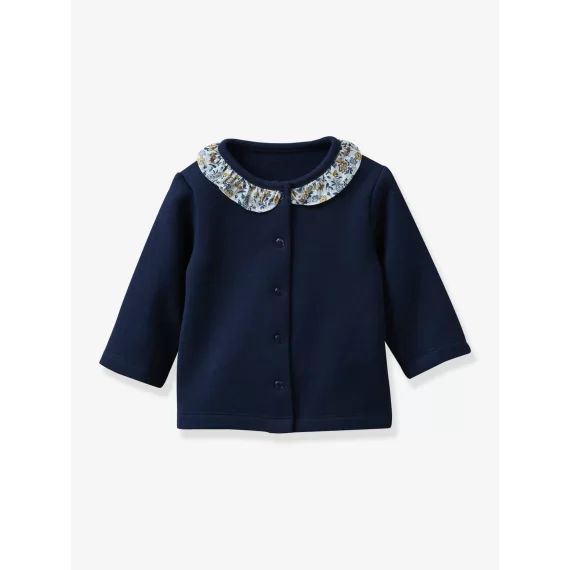 Cardigan Bébé col en tissu Liberty CYRILLUS marine