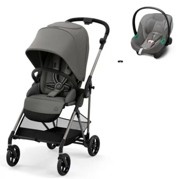 Poussette Cybex Melio 2 Châssis Bronze + Coque Auto Aton S2 – Soho Grey