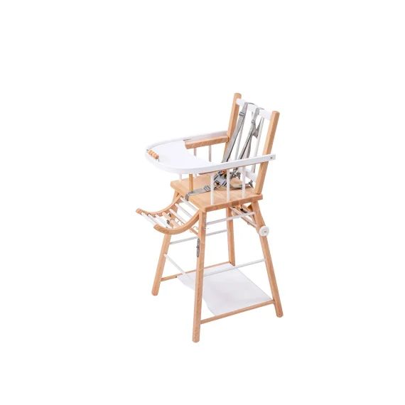 Chaise Haute Traditionnelle Marcel Transformable Barreaux Hybride Bois Et Blanc