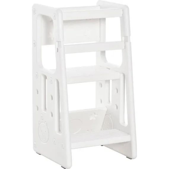 Tabouret Bébé Homcom Modèle D&rsquo;apprentissage – 47 X 47 X 90 Cm – Blanc Blanc