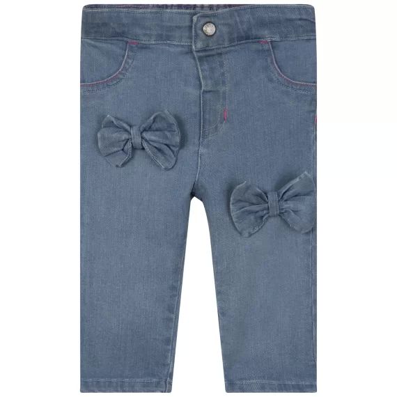 Jean extensible avec noeuds Fille Bleu