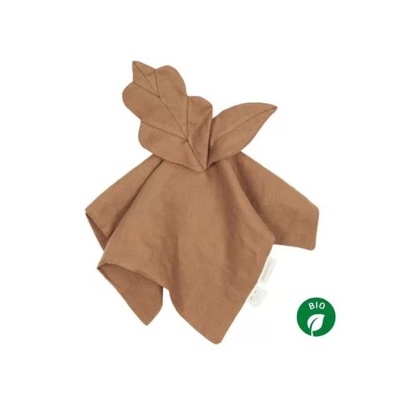 Doudou plat feuille Lin français noisette