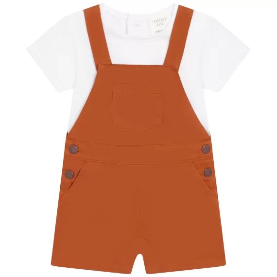 Salopette short et T-shirt Garçon Blanc