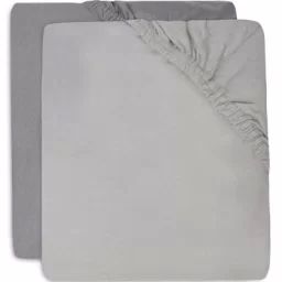 Lot de 2 draps housses gris clair et gris foncé (60 x 120 cm)