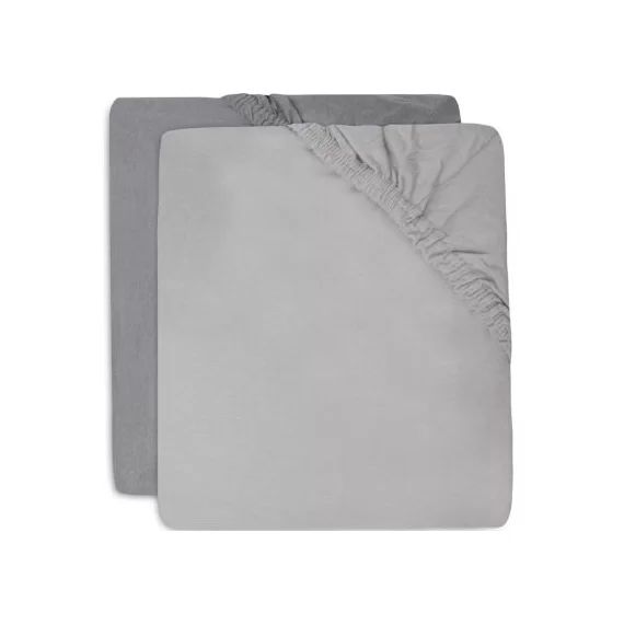 Lot de 2 draps housses gris clair et gris foncé (60 x 120 cm)