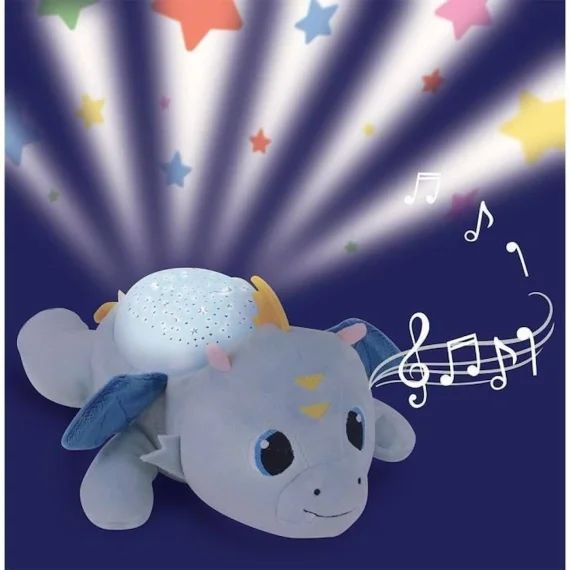 Peluche veilleuse et musicale – JEMINI – LEON LE DRAGON – Bleu – Mixte – 39 cm bleu