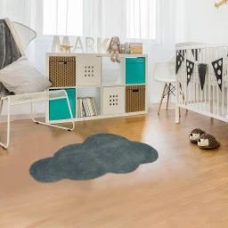 Tapis Nuage Enfant Fait Main En Coton Gris