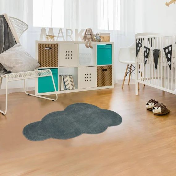 Tapis Nuage Enfant Fait Main En Coton Gris