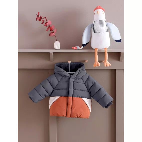 Doudoune colorblock bébé avec capuche anthracite