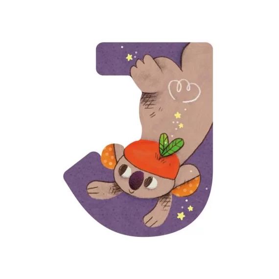 Lettre J en bois Koala violet