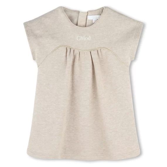 Robe en molleton avec broderie Fille Beige