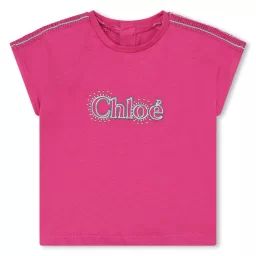 T-shirt avec imprimé et smocks Fille Rose
