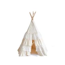 Tente Tipi Avec Volants Shabby Chic En Coton Beige