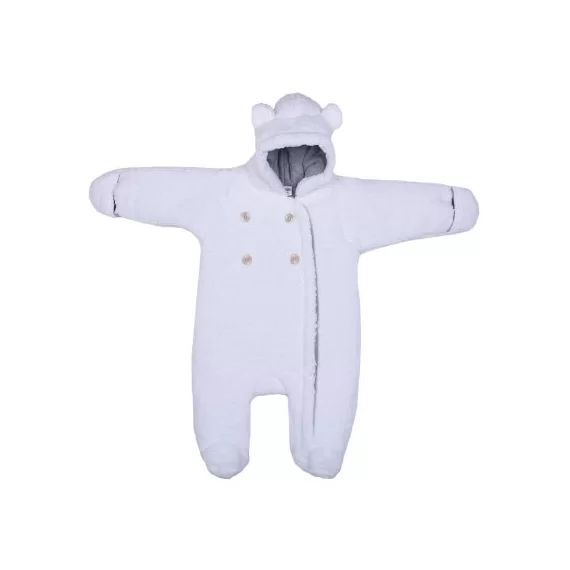 Combinaison pilote ours en sherpa blanc (0-3 mois)