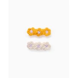 Pack 2 Barrettes À Cheveux Avec Fleurs En Crochet Mauve Clair