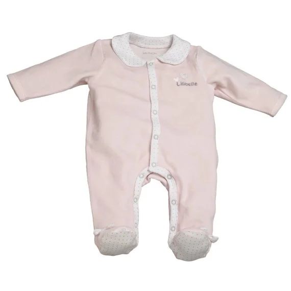 Pyjama Bébé À Manches Longues En Velours Rose