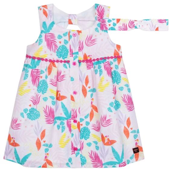 Robe et bandeau percale coton Fille Blanc