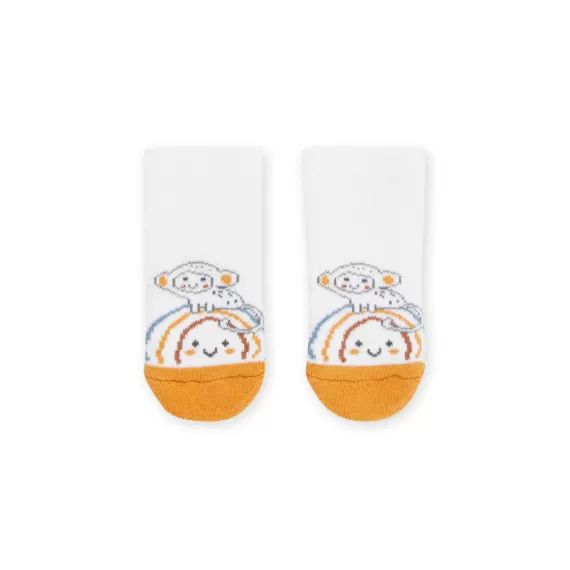 Chaussettes Blanches À Motif Singe Et Arc-en-ciel