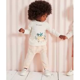 Pantalon fluide bébé fille rose en tencel et lin –  – Soldes