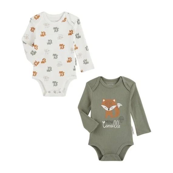 Lot De 2 Bodies Bébé Manches Longues Canaille Blanc