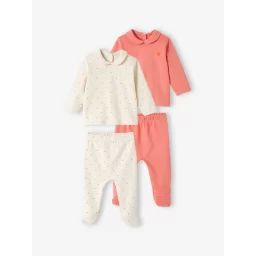 Lot de 2 pyjamas coeur bébé en interlock écru
