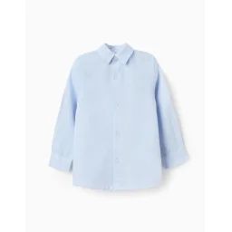 Chemise À Manches Retroussables Bleu Clair
