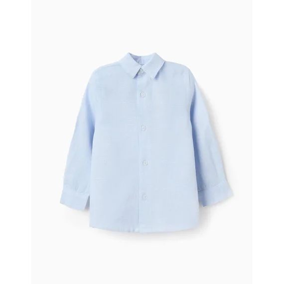 Chemise À Manches Retroussables Bleu Clair