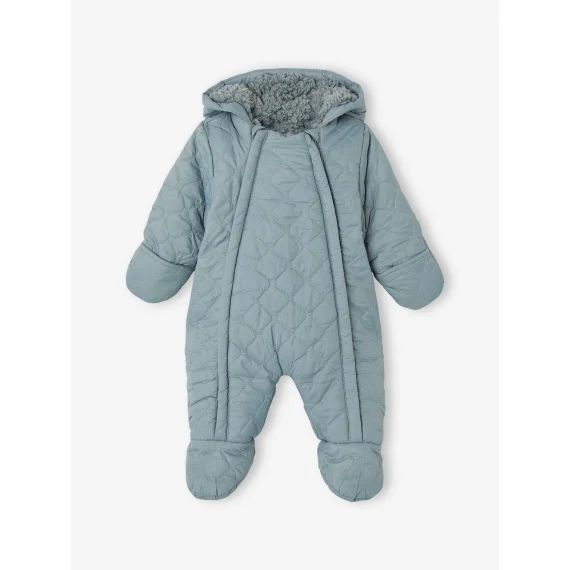 Combi-pilote mixte matelassée bébé doublée sherpa bleu canard